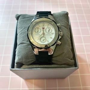 Michele Jelly Bean Black and Silver Watch